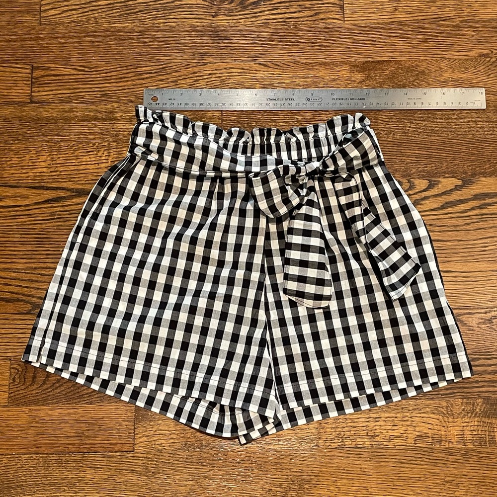 Joie High Waist Gingham Shorts - Black and White